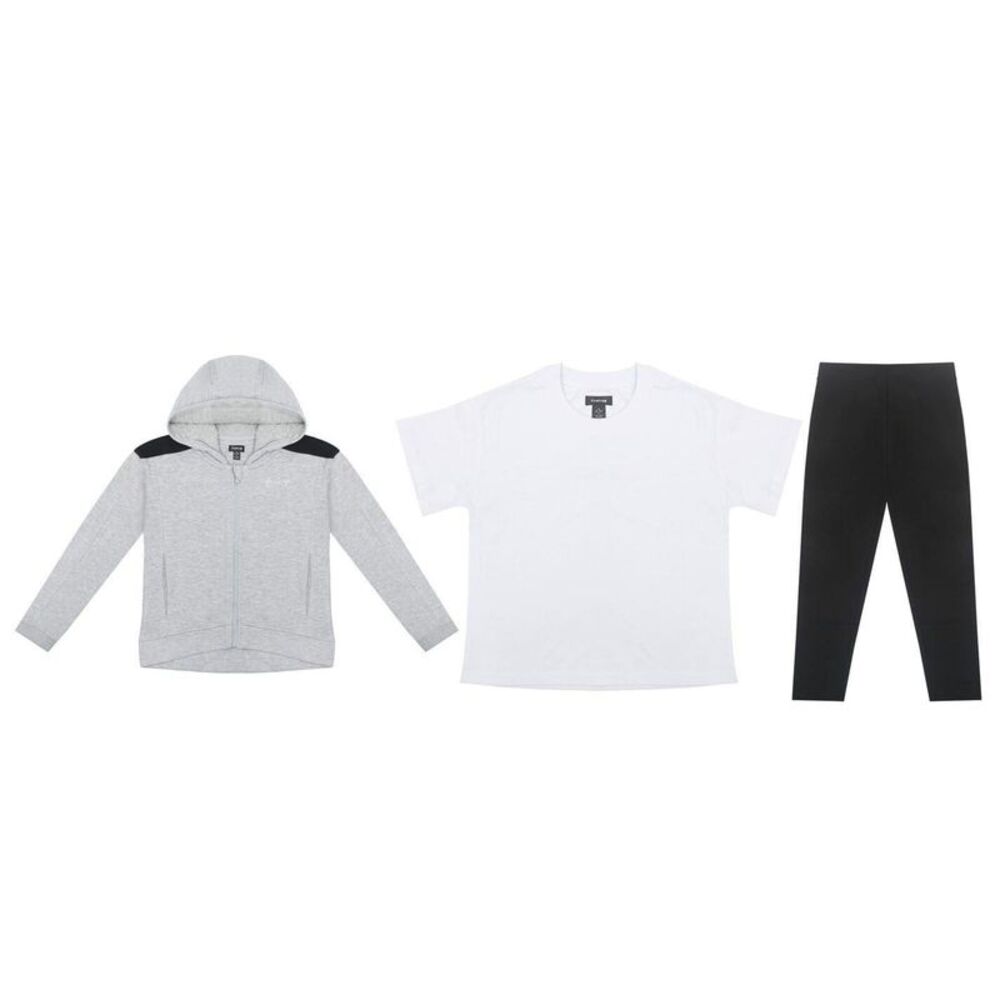 Firetrap Girls Logo Hoodie And Leggings Set (Pack of 3) / Gray/Black